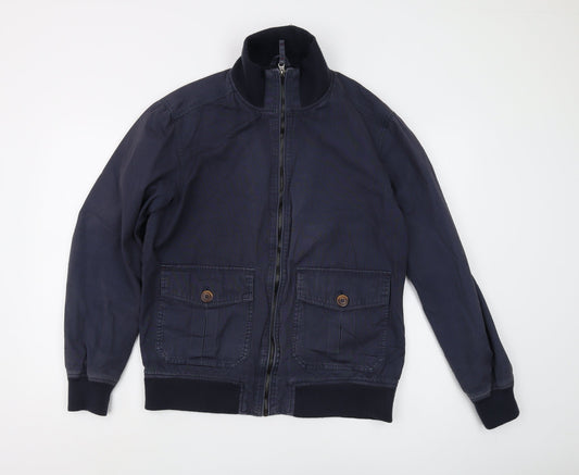White Stuff Men's Blue Bomber Jacket, M, Casual Style