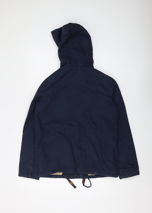 Jack Wills Women's Blue Parka Jacket, Size 8, Hooded