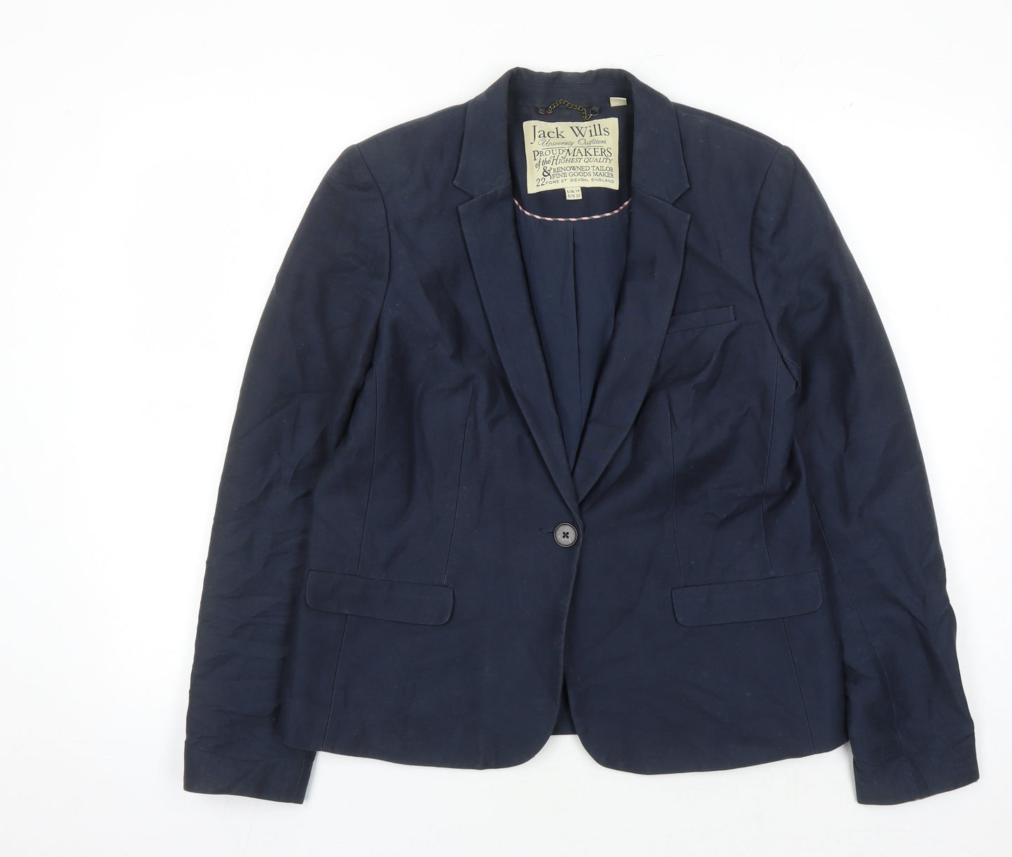 Jack Wills Women's Blue Blazer Size 14 - Classic Style