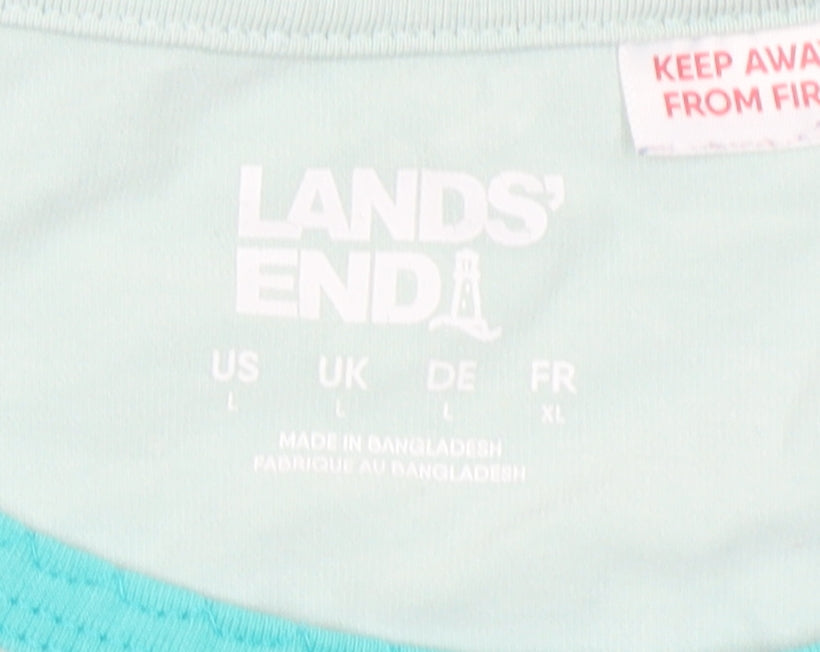 Lands' End Women's Blue Long Sleeve Basic T-Shirt, L