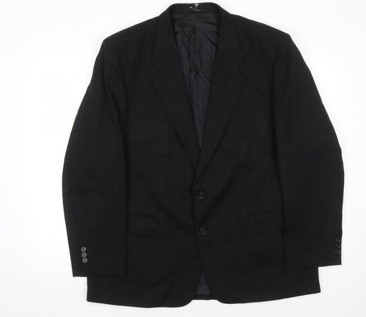 Moss Bros Mens Black Wool Blazer 44R Formal