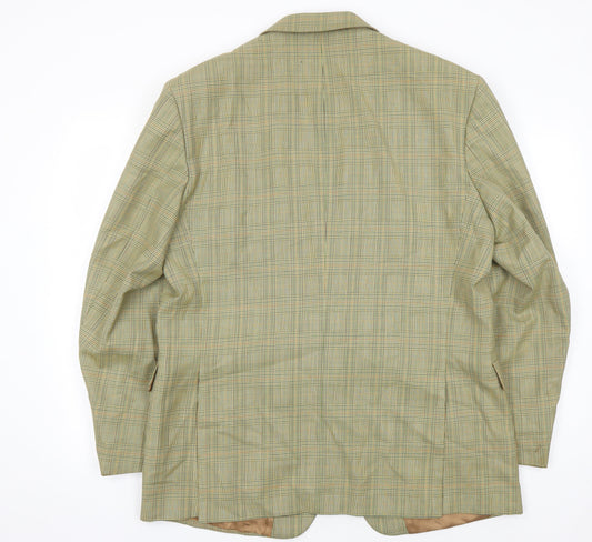 Austin Reed Mens Beige Check Wool Blazer Size 44R