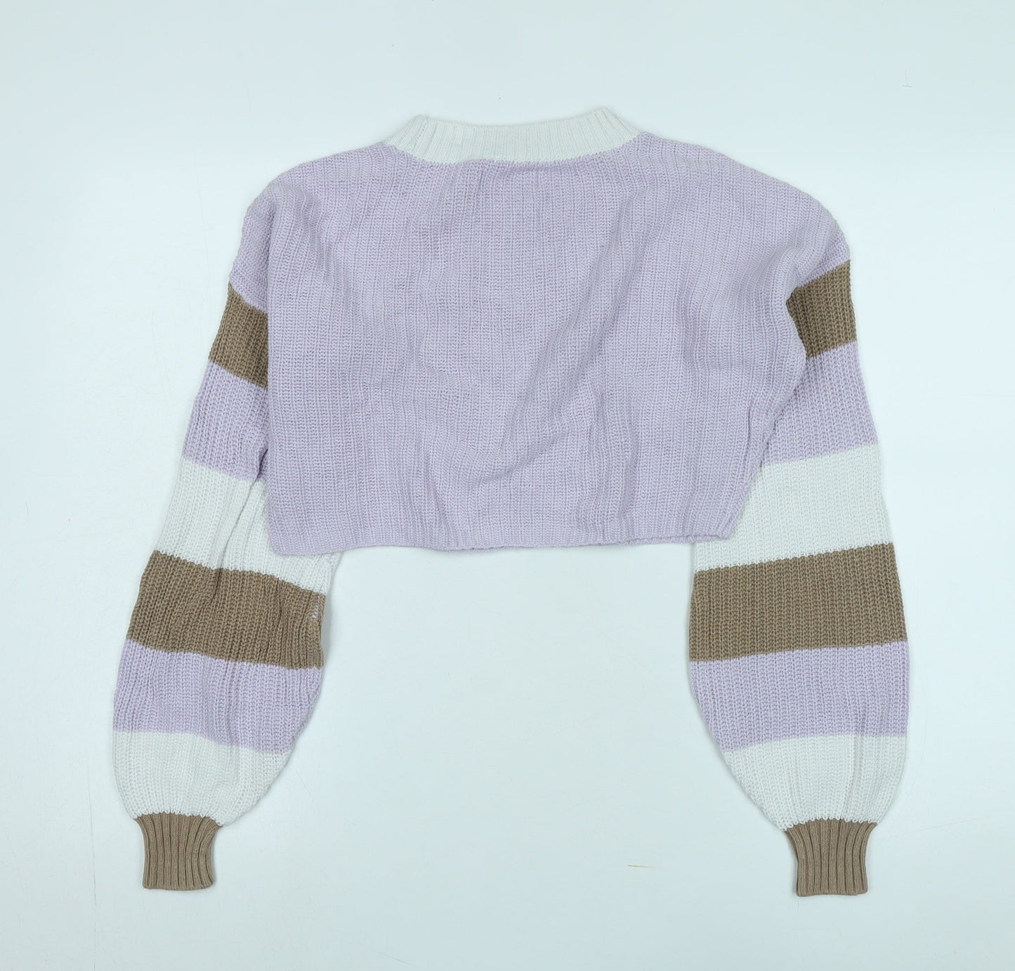 Hollister Women’s Purple Striped Pullover Jumper XS