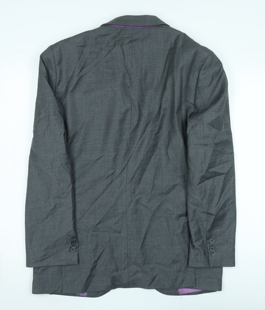 Men's Grey Wool Blazer 40R Business Formal Classic