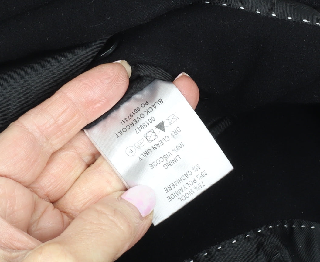 Jeff Banks Men's Black Wool Overcoat - Size 38