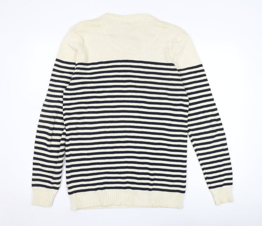 SUIT Men's Ivory Striped Pullover Jumper XL