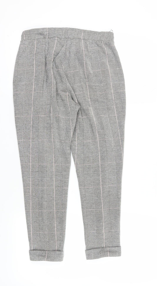 Marks and Spencer Women's Grey Check Cropped Trousers Size 10