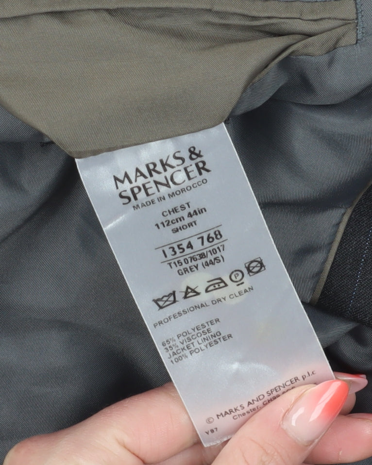 Close-up detail of Marks & Spencer Grey Striped Suit Jacket Size 44S