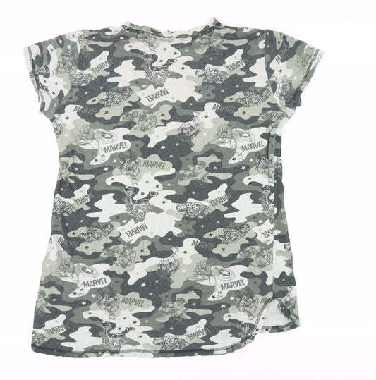 Womens UK Size 10-12 Marvel Green Cotton T-Shirt
