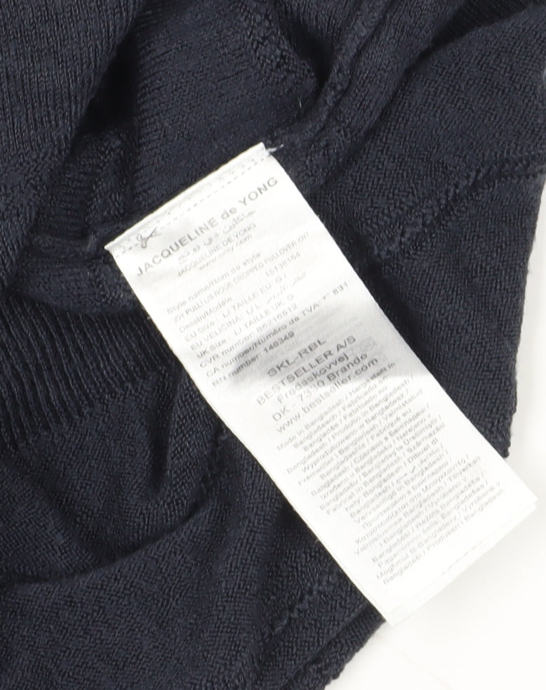 Brand and care label for Jacqueline de Yong Women's Large Blue jumper
