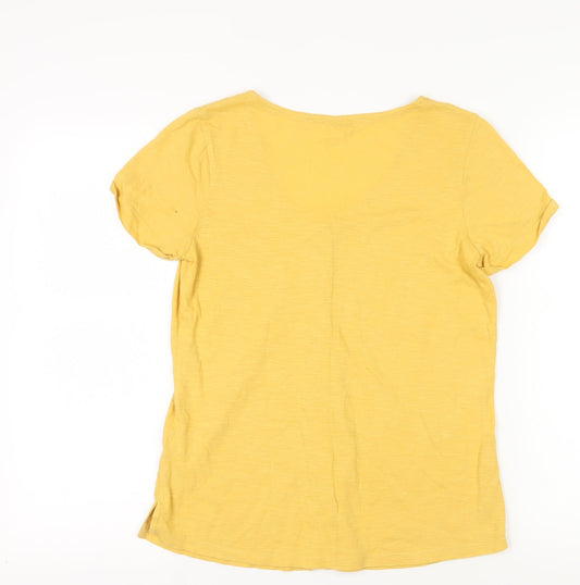 Fat Face Women's Yellow Button-Up Short Sleeve Top