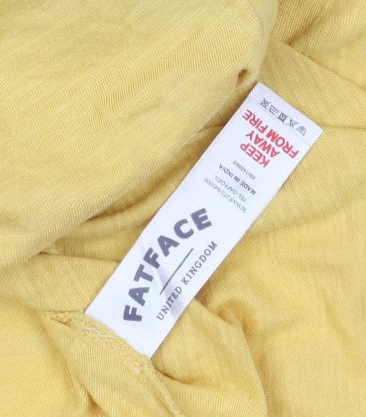 Fat Face Women's Yellow Button-Up Short Sleeve Top