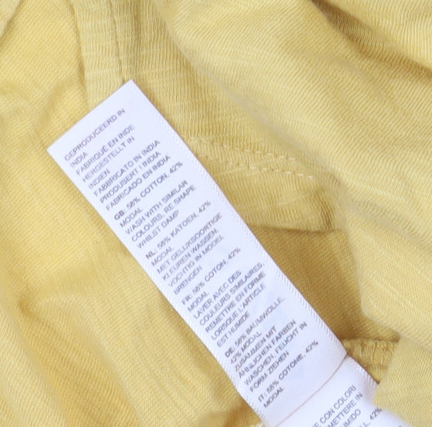 Fat Face Women's Yellow Button-Up Short Sleeve Top