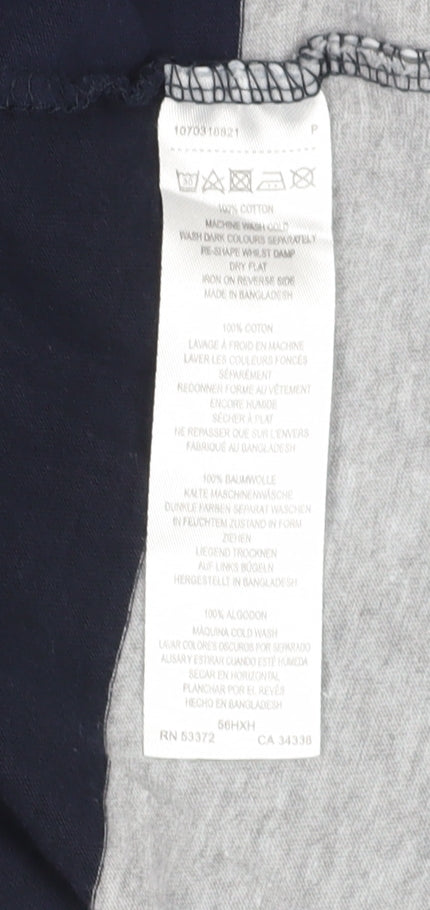 Brand and care label for French Connection Men's Grey Striped Polo, size S