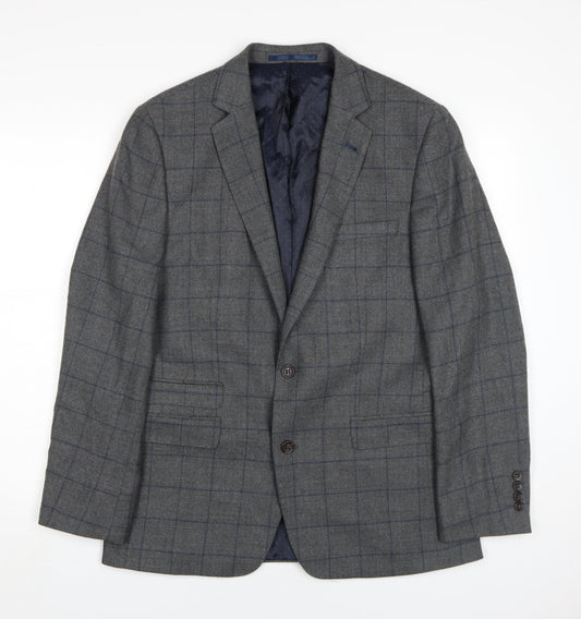 Moss 1851 Men's Grey Check Blazer, Size 40R, Classic Fit