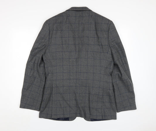 Moss 1851 Men's Grey Check Blazer, Size 40R, Classic Fit