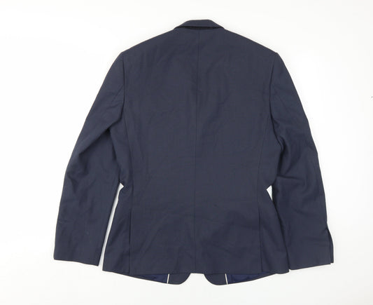 River Island Men's Navy Blazer, 38S, Single-Breasted, Viscose Blend