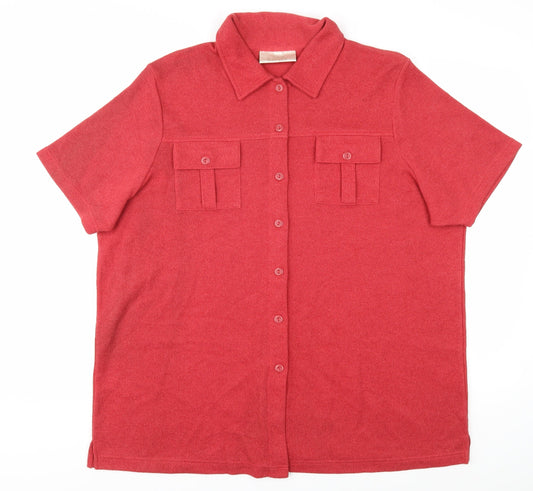Womens UK Size 18 Ann Harvey Red Polyester Blend Button-Up