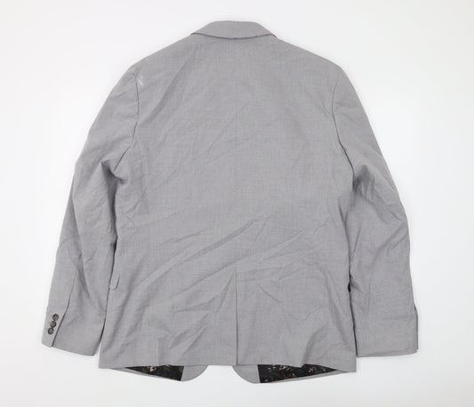 Limehaus Men's Grey Regular Fit Blazer, Size 44R