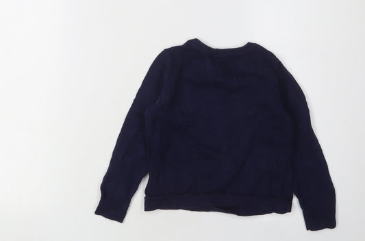 Gap Girls Blue Animal Print Cotton Jumper 4 Years