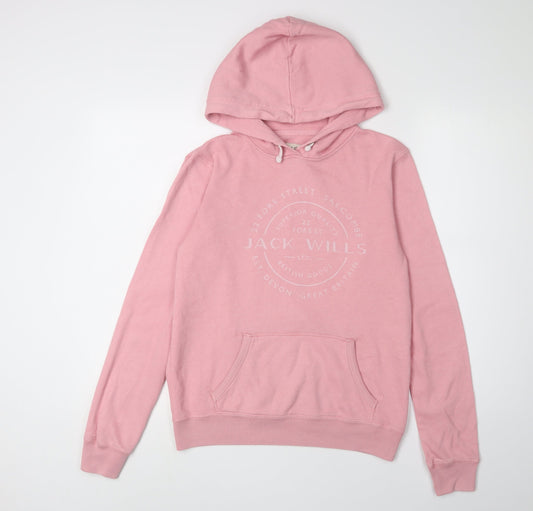 Jack Wills Women's Pink Pullover Hoodie, Size 8