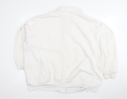 Damart Women's White Long Sleeve Button Sweater