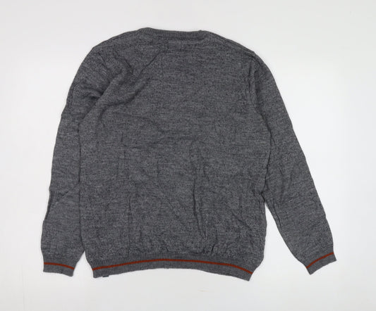 Lee Cooper Men's Grey V-Neck Pullover in XL