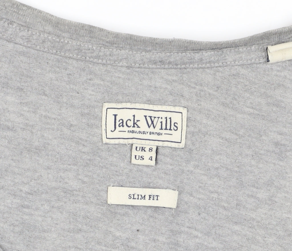 Jack Wills Grey Slim Fit Women's T-Shirt Size 8