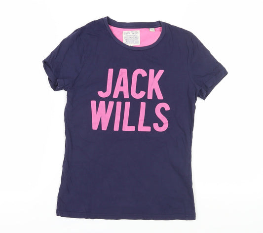 Jack Wills Women's Blue Basic T-Shirt Size 10