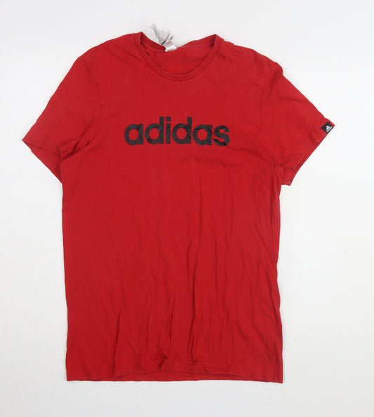 Mens UK Size S adidas Red Cotton T-Shirt