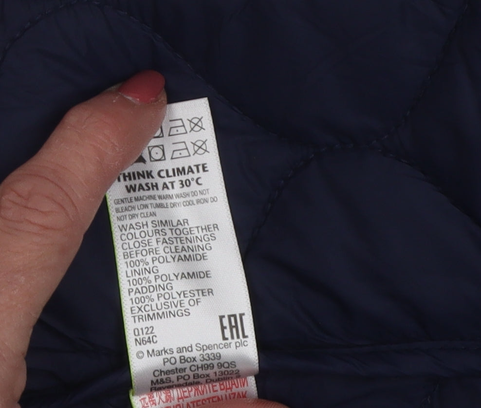 Brand and care label for Marks & Spencer girls’ blue puffer jacket 12-13 years
