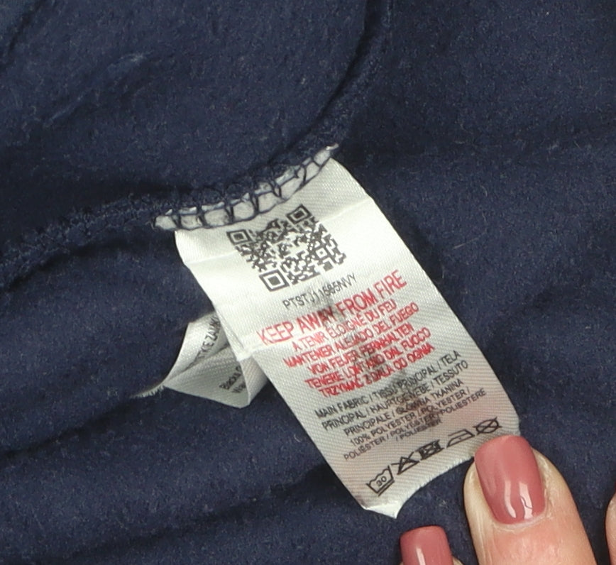 Brand and care label for Peter Storm boys’ blue fleece jacket 9-10 years