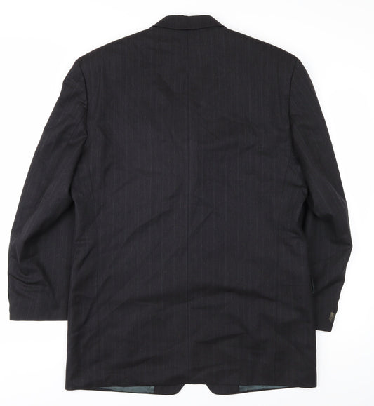 Pierre Cardin Men's Black Striped Wool Blazer Size 40R