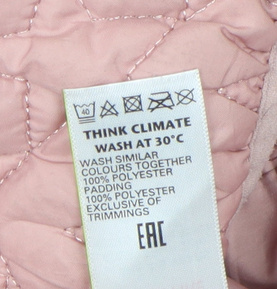 Brand and care label for Marks & Spencer girls’ pink quilted puffer jacket 4-5 years