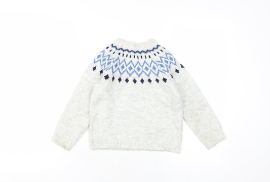 MNG Boys Grey Fair Isle Pullover Jumper 4-5 Years