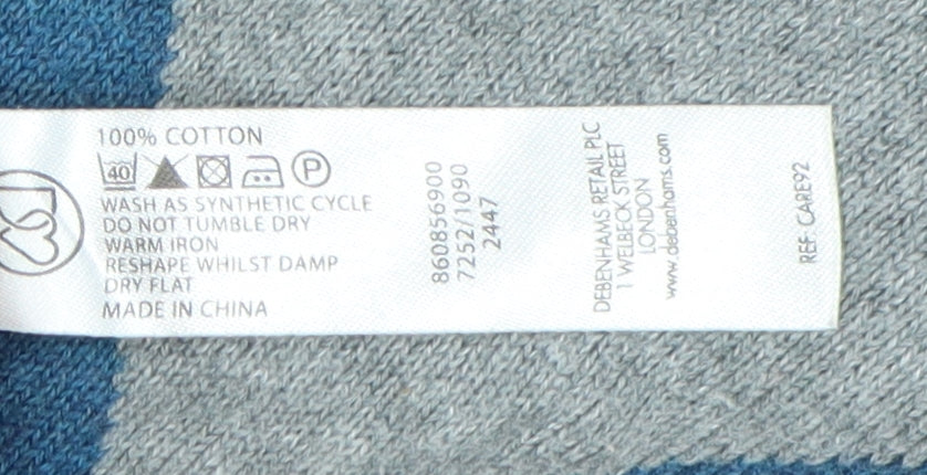 Brand and care label for Maine New England Men's Blue Argyle jumper M