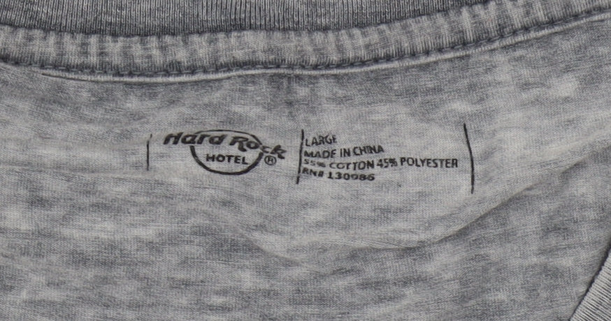 Hard Rock Grey T-Shirt Unisex Adults L Graphic Print