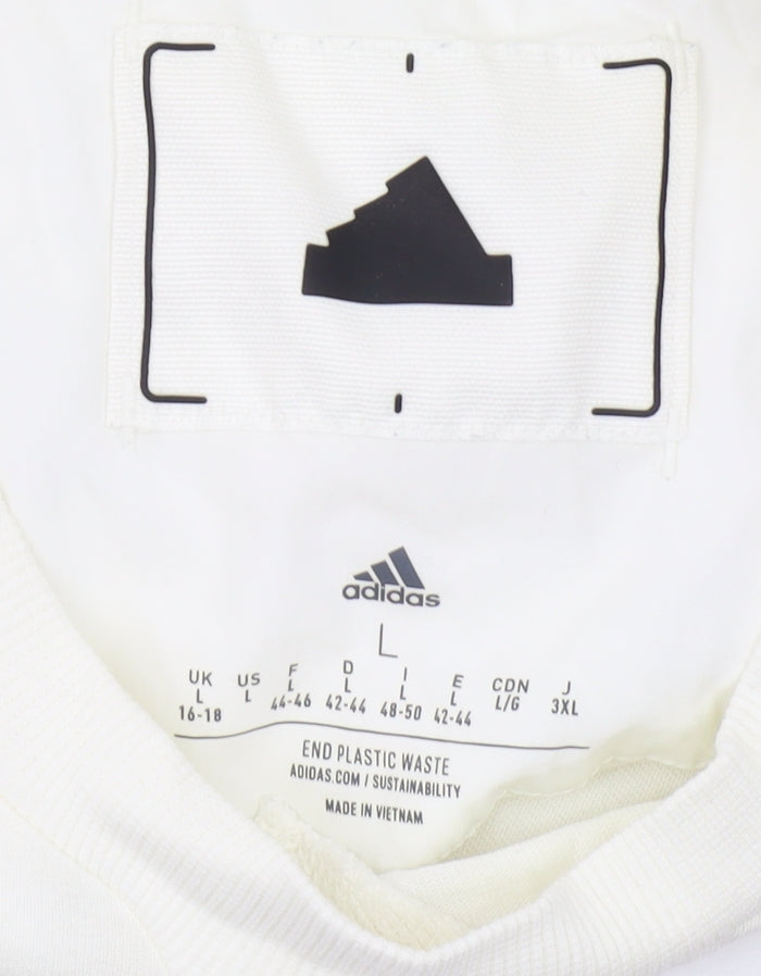 Adidas Unisex White T-Shirt L Basic Crew Neck
