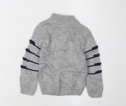 Merzan Boys Grey Henley Jumper, Size 2-3 Years, Winter Knit