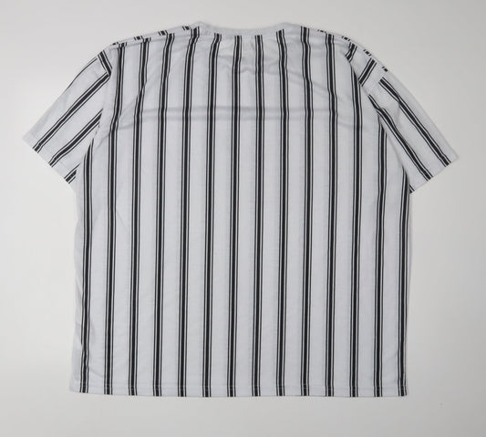 boohooMAN Men's White Striped XL T-Shirt