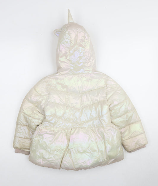 Very Girls Unicorn Puffer Jacket, 4-5 Years, Multicoloured