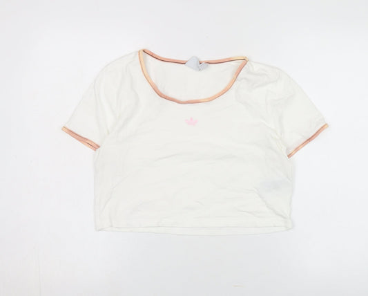 Womens UK Size 16 adidas White Cotton T-Shirt