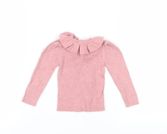 Next Girls Pink Knit Pullover Jumper 12-18 Months