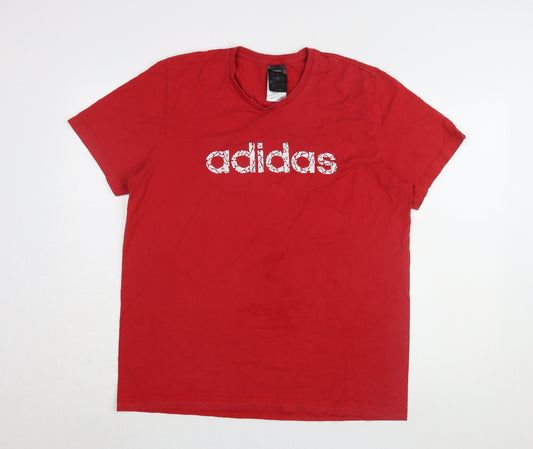 Mens UK Size L adidas Red Cotton T-Shirt