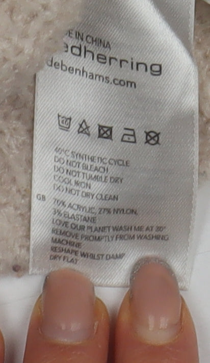Brand and care label for Red Herring Women's Beige Striped jumper, size 14
