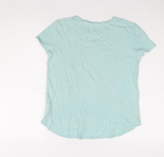 GAP Girls Blue Sequin Graphic T-Shirt XL, Round Neck Casual