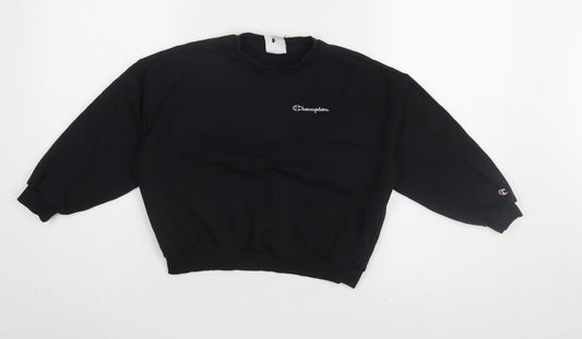 Additional front view of Champion boys’ black pullover sweatshirt 7-8 years