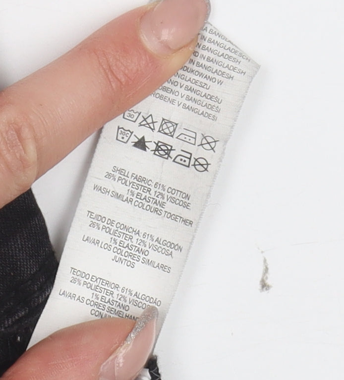 Brand and care label for Denim Co. Women's Black Skinny Jeans, size 14