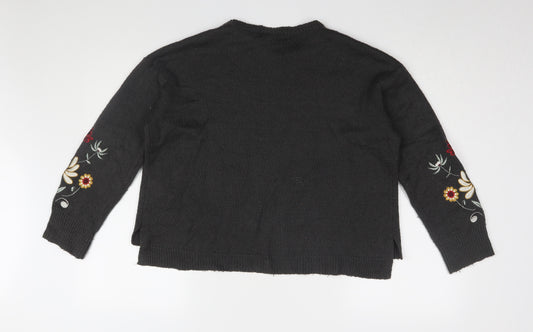 New Look Girls Black Embroidered Pullover Jumper, 14-15 Years