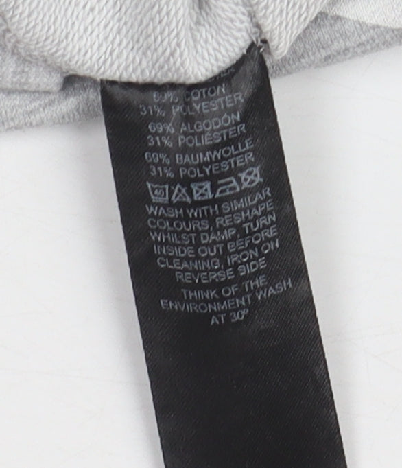 Brand and care label for ASOS Women's Grey Star Print Sweatshirt, size 10